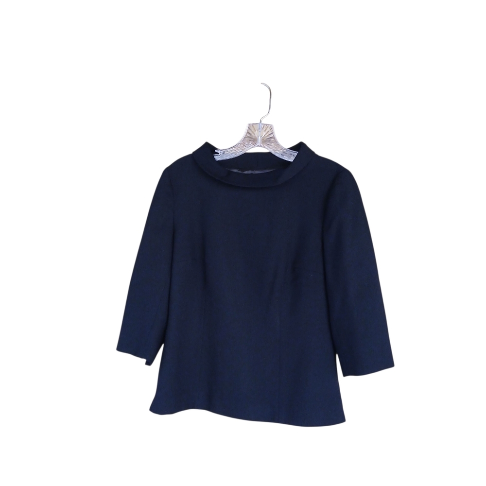 Talbots Black Portrait Collar Wool Blouse 4P